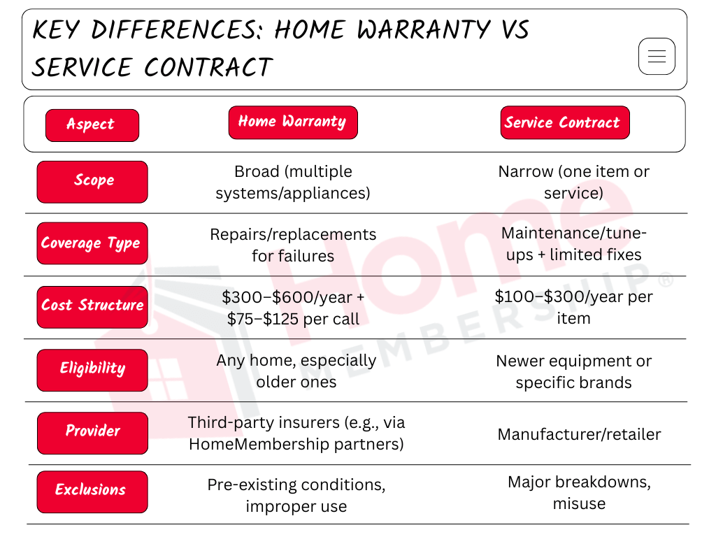 Key Differences: Home Warranty vs Service Contract